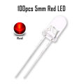 100pcs 5mm LED Red Green Blue Yellow Orange White Pink Warm White Clear Glass Light Emitting Diode. 