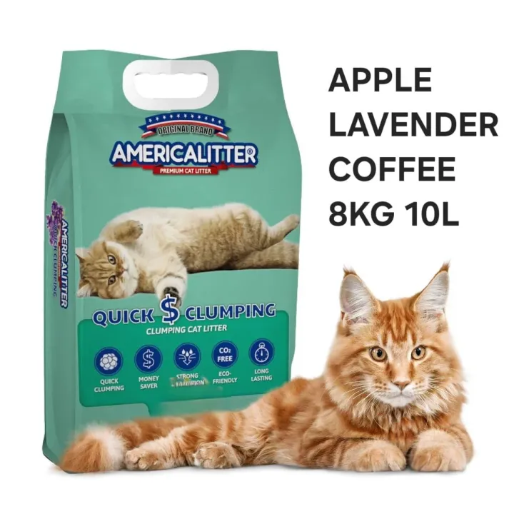 AMERICA CAT LITTER PREMIUM QUICK CLUMPING LAVENDER 8KG 10L