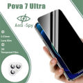 2in1 Privacy Tempered Glass For Tecno Pova 7 Ultra Screen Protector Full Cover Camera Lens For Tecno Pova 7 4G Pova 7 5G Lens Film Class. 
