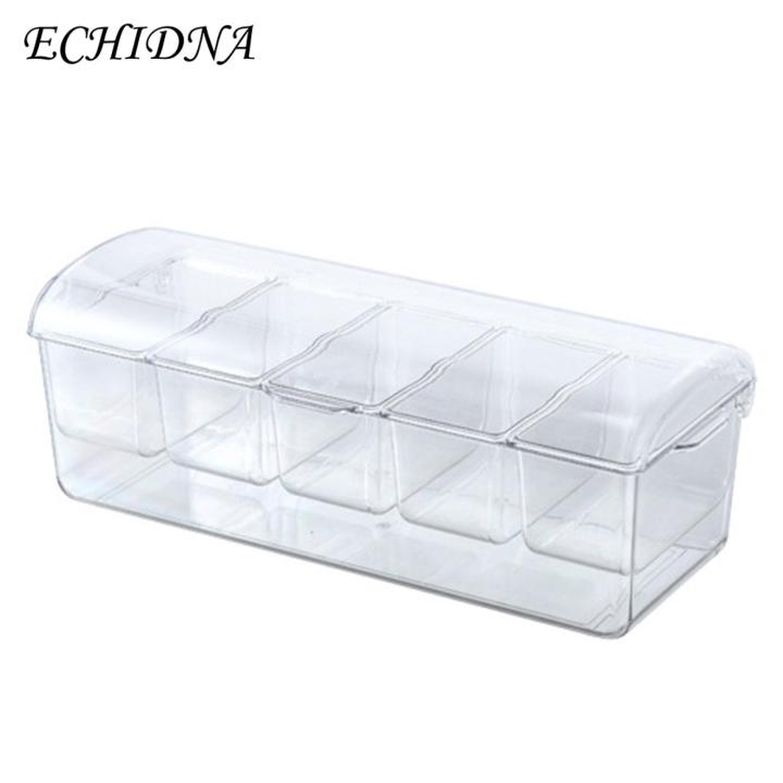Ice Box with Divided Format 5 Compartment Fridge Ice Box with Lid for Salad Fruit Vegetable Storage Transparent Detachable Container for Picnic Spice Buyers' Choice Fruit Vegetable Crisper