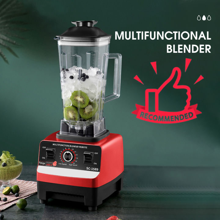 Migeet Multifunctional Blender for Smoothie Milkshake Juicer Ice Crusher Electric Grain Grinder 4500W 15 Rotating Speeds, Red EU Plug
