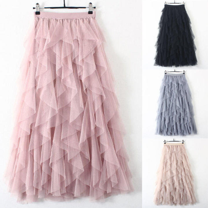 Mesh%20Women%20Skirts%20Romantic%20High%20Waist%20Pleated%20Long%20Skirt%20Mesh%C2%A0%20A-line%20Long%20Dress%20for%20Women%20Lady%20Party%20Evening%20Events%20Dance%20-%20Image%202