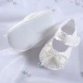 Newborn Baby Girl Pearl Floral Shoes Toddler Girl Booties Infant Baby Bowknot Crib Shoes Soft Sole Party Prewalker First Walkers. 