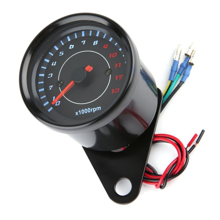 Electronic Tachometer,DC 12V Universal Motorcycle LED Backlight Tachometer Electronic Tach Meter Gauge