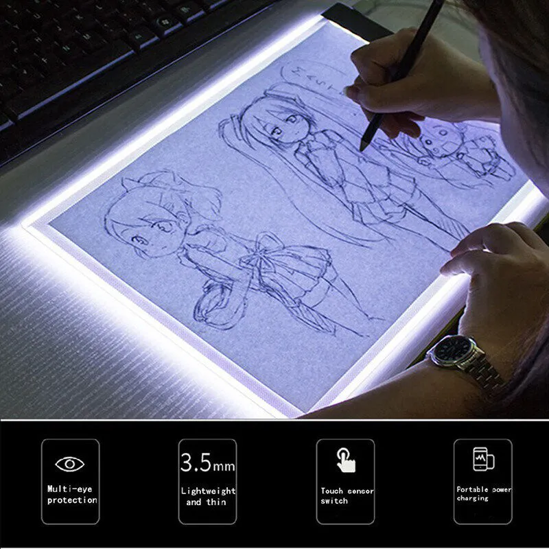 Portable A5/A4/A3/A2 Tracing LED Copy Board Light Box, Ultra-Thin Adjustable USB Power Artcraft