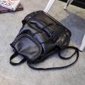 Fashion Knit Women Preppy Simple Style PU Leather Backpack Shoulder Bag Schoolbag - Black. 