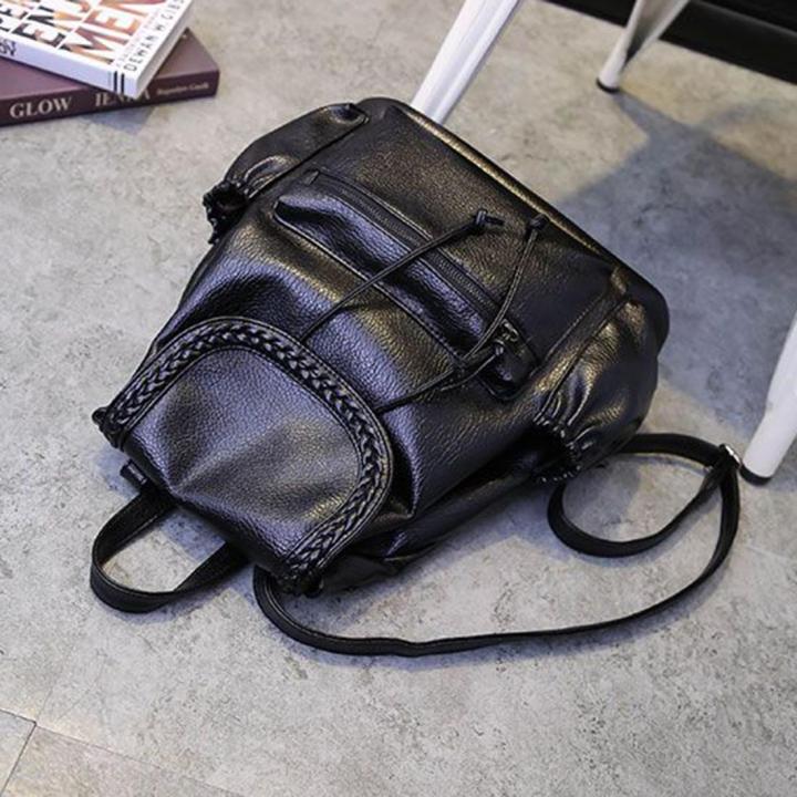 Fashion%20Knit%20Women%20Preppy%20Simple%20Style%20PU%20Leather%20Backpack%20Shoulder%20Bag%20Schoolbag%20-%20Black%20-%20Image%205