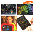 [UNIK] 10 pcs Rainbow Scratch Colourful Stencil Art Craft Engraving Paper + Bamboo Pen / Teknik Gurisan / 彩虹刮画纸. 