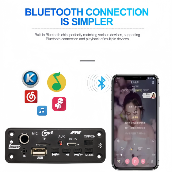 Dc%205v%20Bluetooth%205.0%20Mp3%20Decoder%20Board%2010w%20Amplifier%20Mp3%20Player%20Support%20Call%20Recording%203.5mm%20Usb%20Tf%20Fm%20For%20Module%20Car%20Speaker%20-%20Image%202