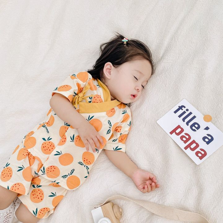 Cotton Summer Baby Boys Girls Short Sleeve Cute Printing Newborn Baby  Clothes Pajamas 