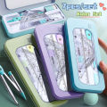 【HOT】 7Pcs Geometric Mathematical Drawing Tool Set Multi-Functional Compass Protractor Ruler Eraser. 