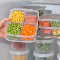 Kitchen Storage Box 4 Grids Design PP Soft Cover Refrigerator Fish Meat Storage Case Fridge Protect Vegetables Container Organizer 1Pcs. 