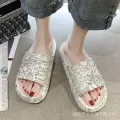 Milk Slippers Cows Pattern Harajuku Style Summer Cow Indoor Home Non-Slip Bathroom Platform Slippers Men's Drooping Feeling. 