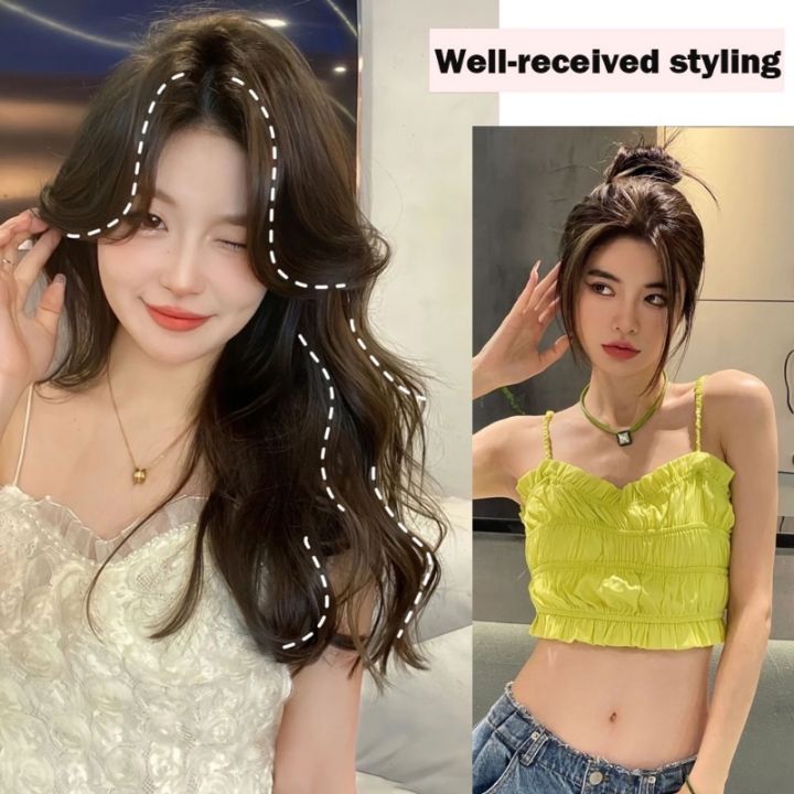 25CM%20Long%20Curly%20Middle-part%20Bangs%20Clips%20Front%20Two%20Side%20Wig%20Hair%20Extension%20Synthetic%20Hairpiece%20for%20Women%20-%20Image%203