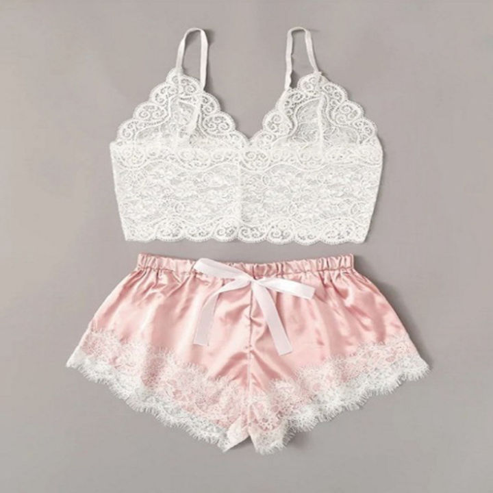 Ethereon%20Lace%20Camisole%20Pajama%20Set%20Lace%20Vest%20Satin%20Shorts%20Set%20for%20Women%20Backless%20Sleepwear%20Homewear%20Adjustable%20Strap%20Camisole%20Shorts%20Set%20-%20Image%205