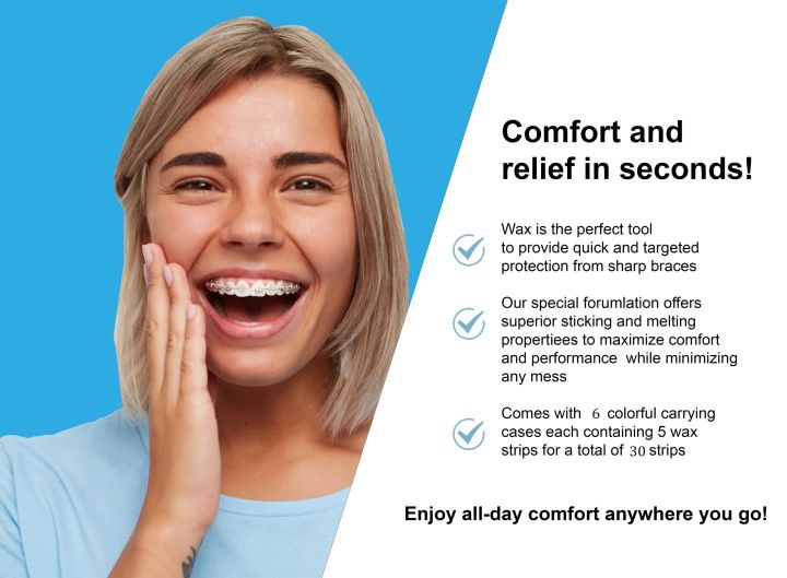 NEW%206%20Pack%20Braces%20Wax,Dental%20Wax%20for%20Braces%20Aligners,%20Unscented%20Flavorless%20-%2030%20Premium%20Orthodontic%20Wax%20Strips%20-%20Image%203