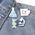 Science Teacher Gift Beaker Microscope Brooches Badges Enamel Pin Science. 