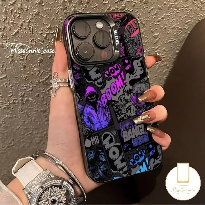 Trendy%20Brand%20Cool%20Comic%20Boy%20Soft%20Case%20Compatible%20for%20IPhone%2017%2016%2011%207Plus%2013%2014%2011%2015%2012%20Pro%20Max%207%208%2014%20Plus%20XR%20X%20XS%20Max%20SE%202020%20Luxury%20Plating%20Metal%20Lens%20Graffiti%20English%20Label%20Cover%20-%20Image%202