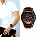 Curren Analog Movement Fashionable Leather Stripe Casual Party Gents Men Boys Elegent Watch. 