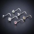 1PC 20g Surgical Steel Nose Stud Ring Nose Piercing for Women Cat Alien Flower Leaf CZ Inlaid Nose Screw Rings Body Jewelry Gift. 