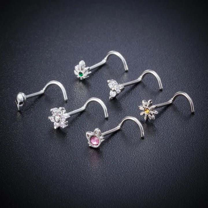 1PC%2020g%20Surgical%20Steel%20Nose%20Stud%20Ring%20Nose%20Piercing%20for%20Women%20Cat%20Alien%20Flower%20Leaf%20CZ%20Inlaid%20Nose%20Screw%20Rings%20Body%20Jewelry%20Gift%20-%20Image%204