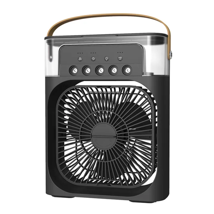 USB Water Mist Fan 7 Colors LED Light Humidification Desk Fan-B