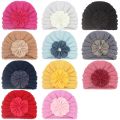 Fashion Flower Infant Striped Hats Soft Knitting Wool Caps Clothing Decoration Baby Corchet Turban Accessories Birthday Gift. 