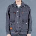 Smoky Gray Vintage Denim Jacket Men 2024 New Simple Trendy Loose All-Matching Work Clothes Denim Jacket. 