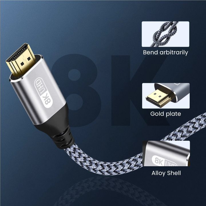 HDMI%202.1%20Cable%20HDMI%20Cord%208K%2060Hz%204K%20120Hz%2048Gbps%20EARC%20ARC%20HDCP%20Ultra%20High%20Speed%20HDR%20for%20HD%20TV%20Laptop%20Projector%20PS4%20PS5%20-%20Image%202