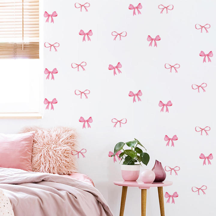 Cute%20Bow%20Fridge%20Stickers%20Boho%20Pink%20Wall%20Decorative%20Stickers%20Love%20Heart%20Bow%20Pvc%20for%20Dorm%20Room%20Bedroom%20Kids%20Girls%20Room%20-%20Image%204
