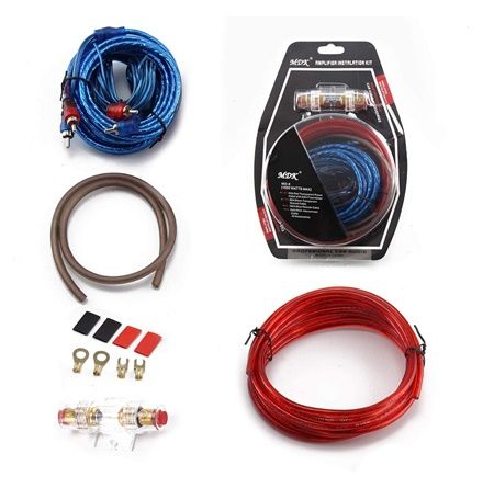 Amplifier Cable Set Connection Set Power Amplifier Cable 8GA Car Audio Wire Wiring Fuse Holder Fork Cable Lugs AGU Fuse