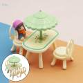 Pretend Play Outdoor Dinign Table and Chair Set Exquisite Activity Picnic Dinner Toys Picnic Table with Parasols for Birthday Gift Preschool. 