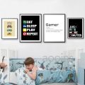 Gamer Gaming Geek Wall Art Prints Playstation Buttons Just Five More Minutes Canvas Painting Gamepad Controller Boys Room Decor. 
