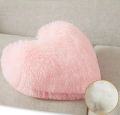 Luxury Plush Shaggy Decorative Throw Pillow, 17"x17" Inches Cute Double-sided Faux Fur Heart Pillow, Fluffy Heart Shaped Pillow with Insert, Furry Accent Pillow for Girls/Women/Kids/Children Gift, Pink. 