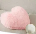 Luxury Plush Shaggy Decorative Throw Pillow, 17"x17" Inches Cute Double-sided Faux Fur Heart Pillow, Fluffy Heart Shaped Pillow with Insert, Furry Accent Pillow for Girls/Women/Kids/Children Gift, Pink. 
