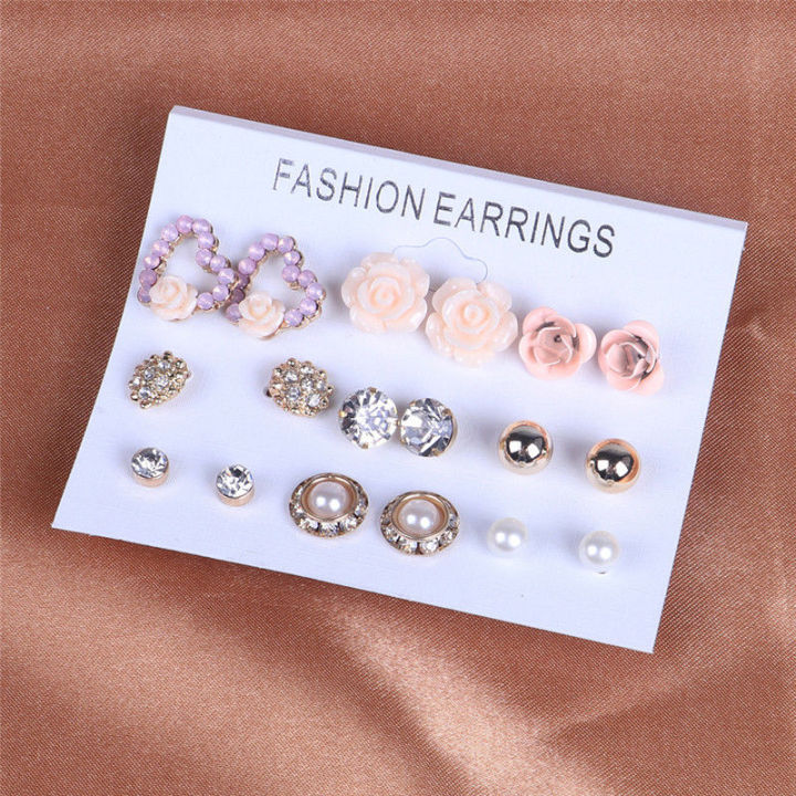 9%20Pairs/Set%20Studs%20Earrings%20Set%20for%20Women%20Rose%20Flowers%20Heart%20Pearl%20Earrings%20Rhinestone%20Crystal%20Stud%20Earring%20Jewelry%20Gift%20-%20Image%204