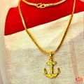 Gold Plated Guarantee Chain with White Stone Ancor Pendant 18-24 inch Stylish Necklace Design. 