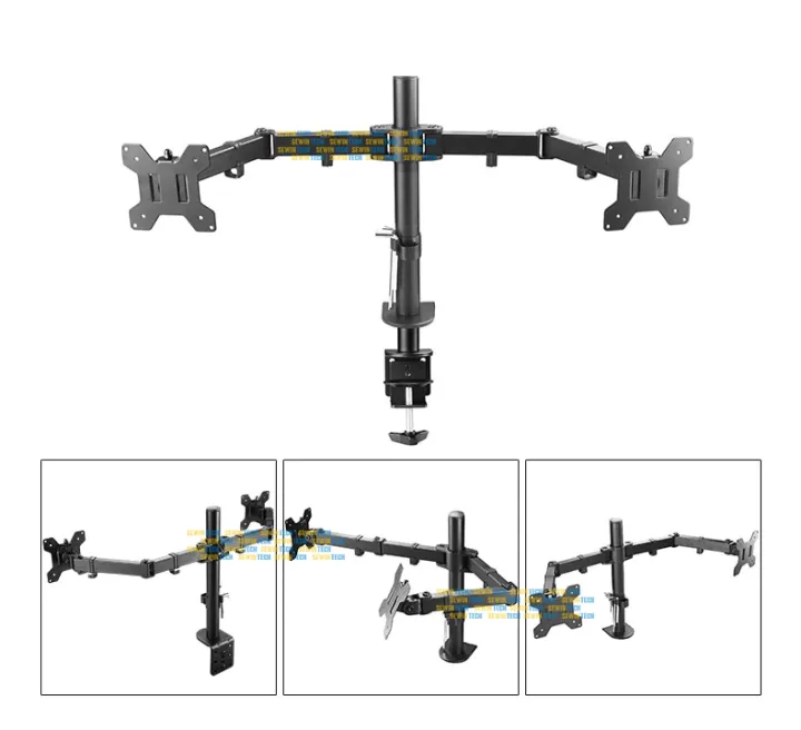 Dual%20Monitor%20Table%20Bracket%20Holder%20Stand%2010"-32"%20Desktop%20Clamping%20Full%20Motion%20360%20Degree%20LCD%20LED%20Monitor%20Mount%20Arm%20Loading%209.9kgs%20Each%20Head%20-%20Image%202