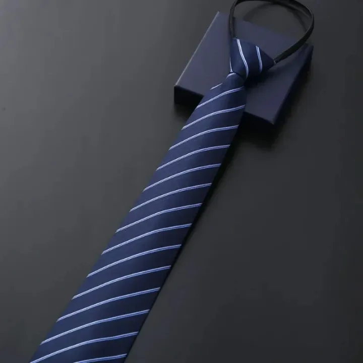 Men's%20Business%20Dress%20Zipper%20Neck%20Tie%20Elegant%20Gentleman%20Shirt%20Tie%20Groom%20Wedding%20Blue%20Stripe%20Black%20Lazy%20Ties%20Clothing%20Accessories%20-%20Image%204