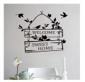 Welcome sweet home quotes wall stickers home decor living room door sign birds flower vine wall decals vinyl mural art. 