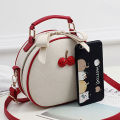 Small Bag Women's All-Match New Fashion Portable Shoulder Bag Lychee Pattern Cherry Children's Bags Shoulder Messenger Bag Student. 