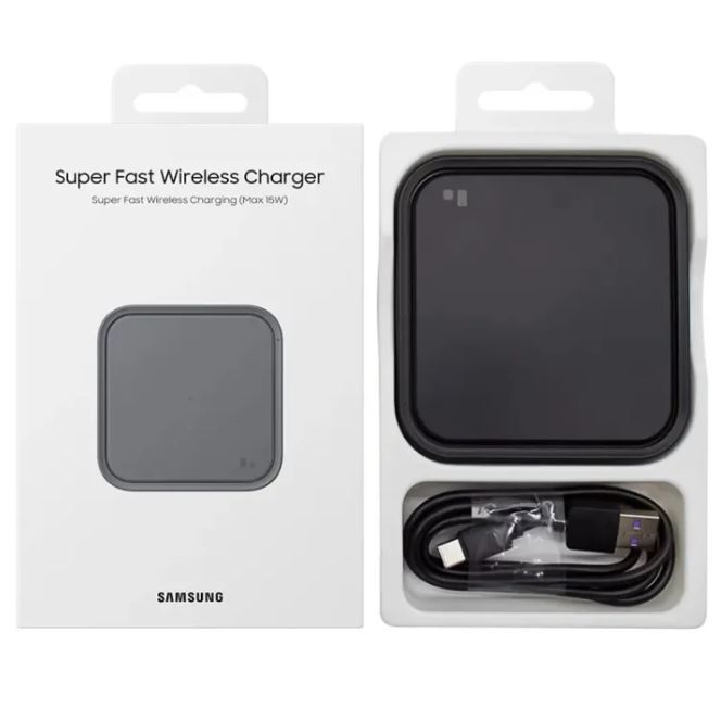 SAMSUNG 15W Wireless Charger Single, Cordless Super Fast Charging Pad for Galaxy Phones and Devices, USB C Cable Included
