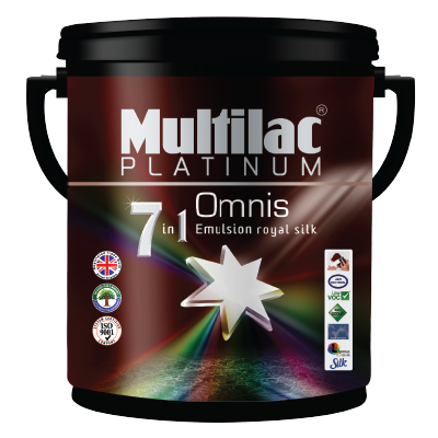 MULTILAC OMINIS 7 IN 1 PLATINUM EMULSION ROYAL SILK Colours Styrene Acrylic Paint
