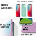 【ThinkWay】Luxury Square Frame Original Liquid Silicone Case For iPhone 12 11 Pro Max XR X XS 6 7 8 Plus SE Mini Soft Cover Shockproof Capa. 