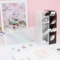 【WEJA】Pen Holder Office School Storage Case Clear White Black Plastic Box Pen Pencil Organizer Multi-function 4 Grid Desk Accessories. 