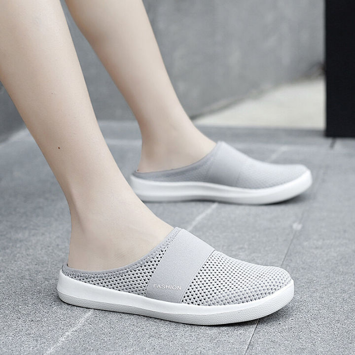 %E3%80%90ALLGOOD%E3%80%91Closed%20Toe%20Half%20Shoes%20for%20Women%20Korean%20Trendy%20Summer%20Slip-on%20Black%20Half%20Slippers%20Mesh%20Surface%20Breathable%20Anti-Slip%20Soft%20EVA%20Comfy%20Sandals%20for%20Female%20-%20Image%205