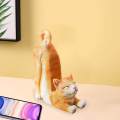 Cat Figurine Phone Resin Kitten Statue Desktop Ornament for Office Tabletop Bedroom. 