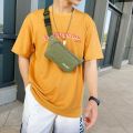 SHYAA New Fashion Men's Canvas Waist Bag New Large Capacity Mobile Phone Zero Wallet Women's Running Small Waist Bag khaki. 