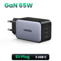 【3C Ports】UGREEN 65W GaN 3-Port Type C Android Charger Adapter Fast Charger for SAMSUNG S24 Ultra S23 S22 ultra  xiaomi 12T  iPhone 16 15 pro max 14 pro max13 pro 12 pro max Samsung Tab S7 Lenovo ASUS Laptop Fast Charger. 