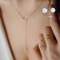 NK319 Fashion Moon Star Pendant Choker Necklace Simple Gold Color Alloy Charm Chain Collares Neck For Women Party Jewelry. 
